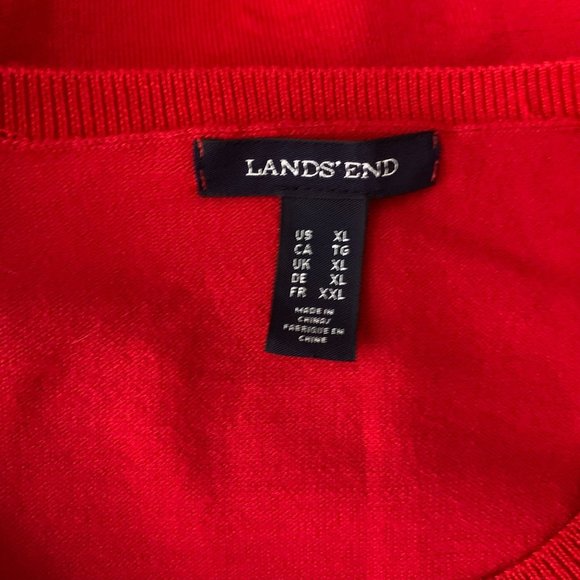 Lands End Embroidered Short Sleeve Sweater XL Red Las Vegas Knit Round Neck - Picture 7 of 7